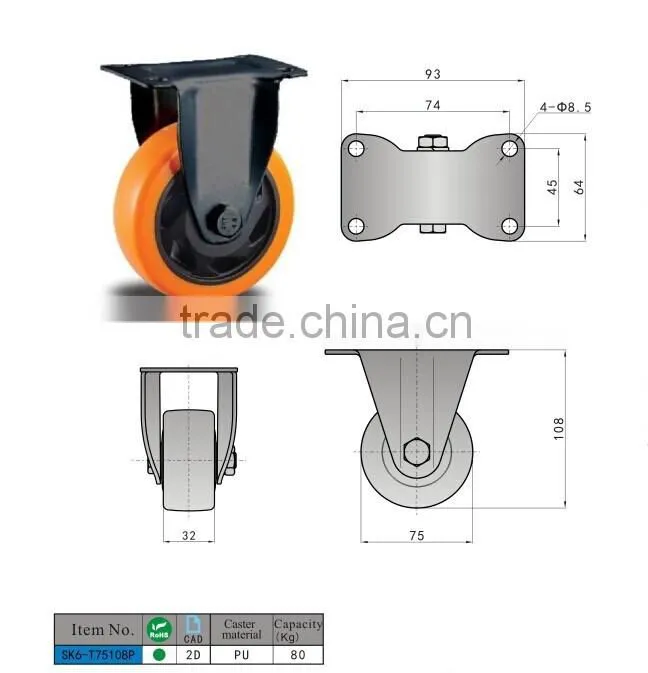 SK6-T75108P Heavy Equipment caster wheel
