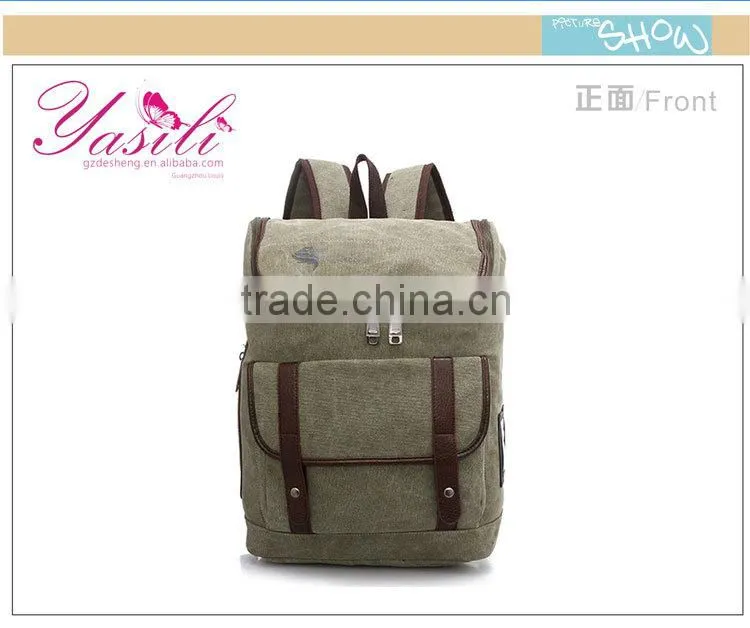 designer mens backpack canvas bag with leather trim,Canvas Cowboy bag