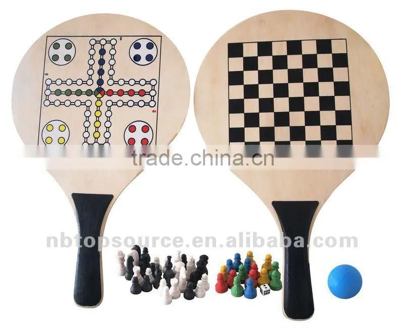 Hot Sale Mini Cheap Portable Wooden School Kids Tennis Game Cartoon Beach Racket Set with Ball for promotion
