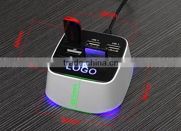 led light up logo usb card readers combo gift items