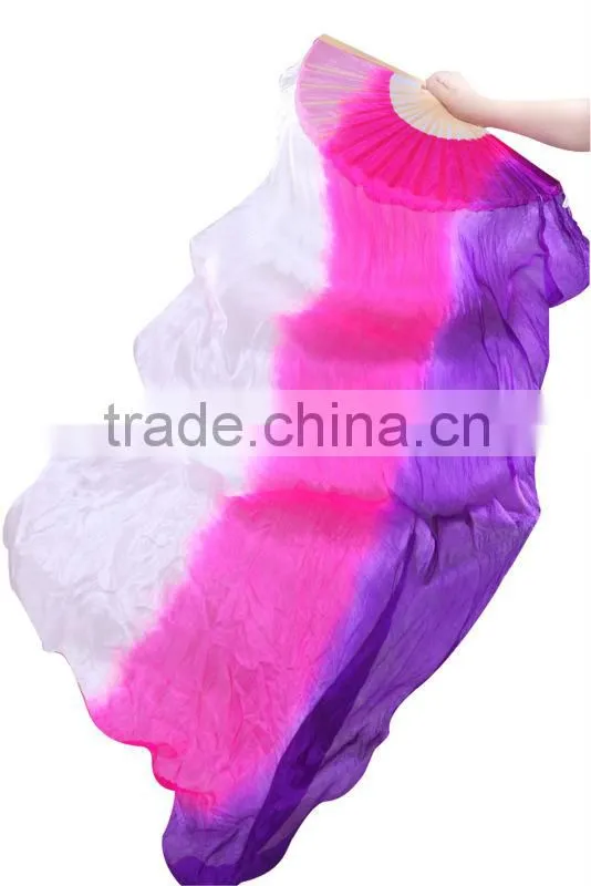 SWEGAL New belly dance silk fan rainbow colors in stock on sale