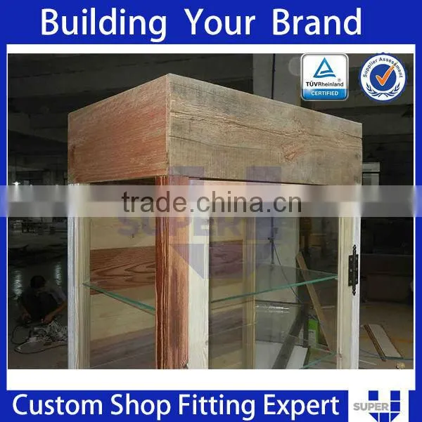 wooden led gondola optical shop counter design
