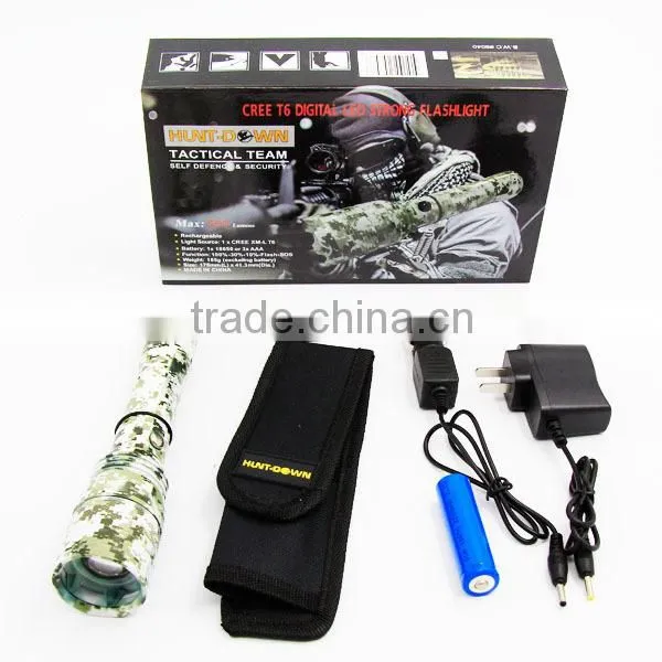 Big Discount Police LED Flashlight W/ 3W XP-E R2 LED Bulbs 18650 Rechargeable Waterproof Tactical Police Torch POPPAS- 809