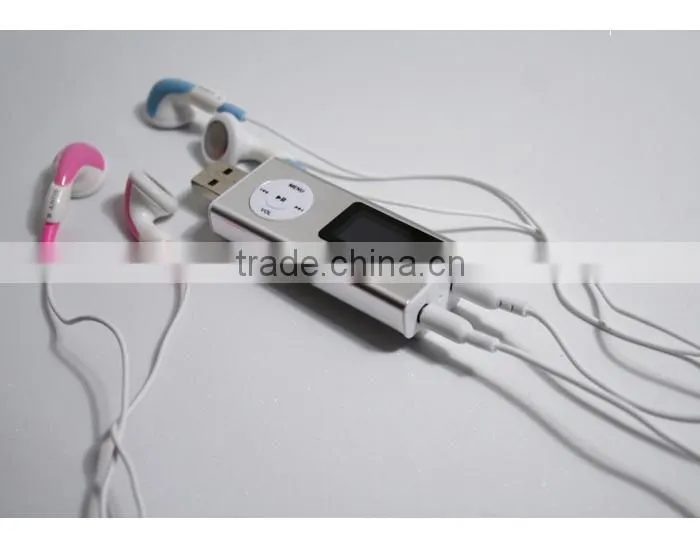 2-in-1 blue Mini Clip LCD Screen USB MP3 Player with speaker
