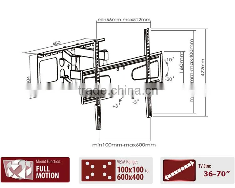 Cantilever Drop Down Up e LCD di montaggio VESA Tv Staffe staffa a parete