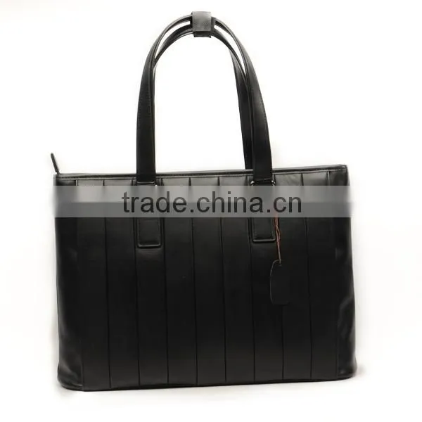 Black Genuine Leather Business Men's Office Laptop Leather Portfolio Tote Bag