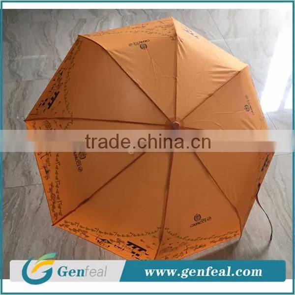 good quality 190T pongee promotion three fold umbrellas for brand logo printing