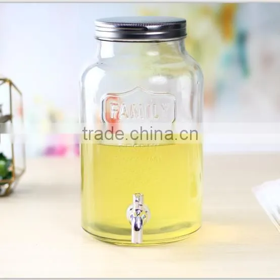 Clear glass water dispenser with tap