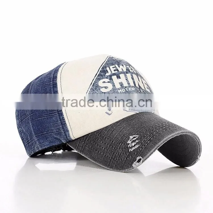 Custom wholesale newhattan hats plain denim 5-panel baseball caps hats for man