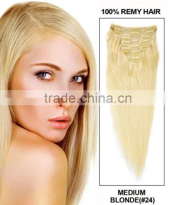 2015 wholesale cheap clip on human hair extension/top quality with low price