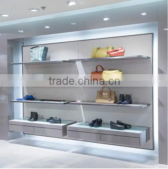 wooden handbag and shoe display stand and shelf