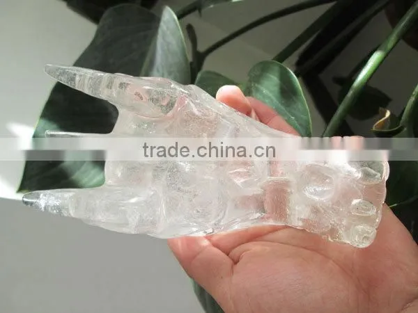 Natural Clear Quartz Crystal Dragon Head Skull / Crystal Dragon Skull Model