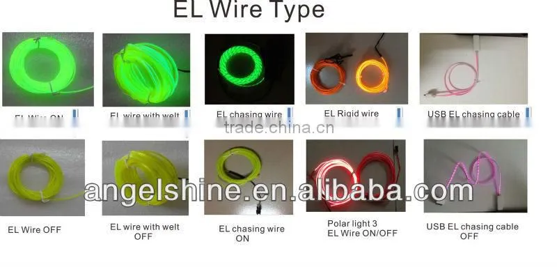 ligtweight el wire for garments or any clothes with 3v AA battery