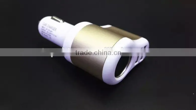 Hot selling universal usb car charger, 3 in 1 cigarette car charger for iPhone/samsung