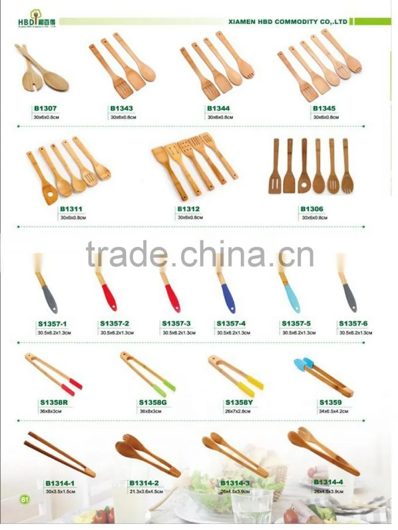 Cheap bamboo kitchen salad utensils set wholesale