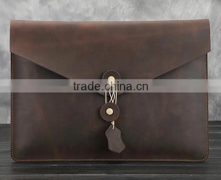 Custom Wholesale Genuine cowhide leather laptop case bag portfolio