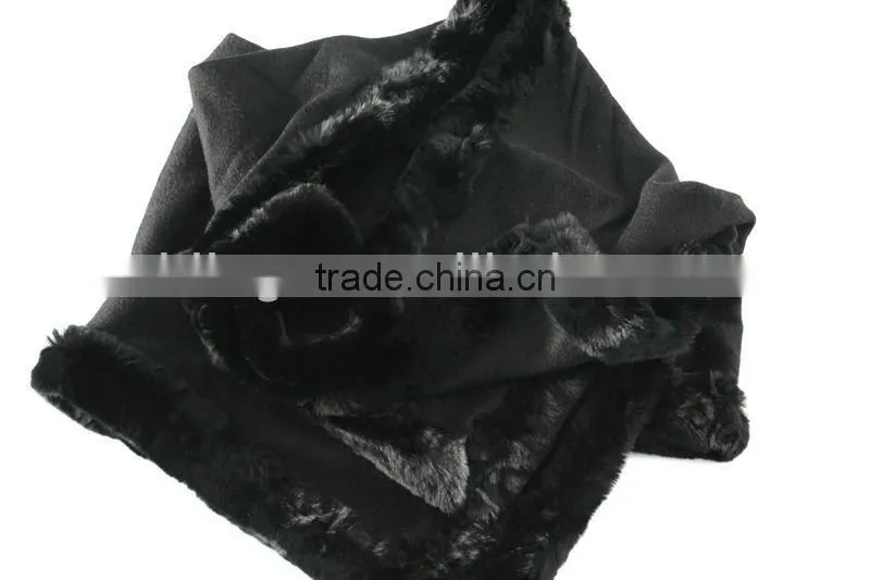 cashmere fur edged pashmina wraps