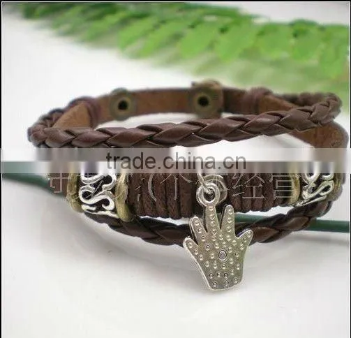 stylish braided genuine leather bracelets for students retro design