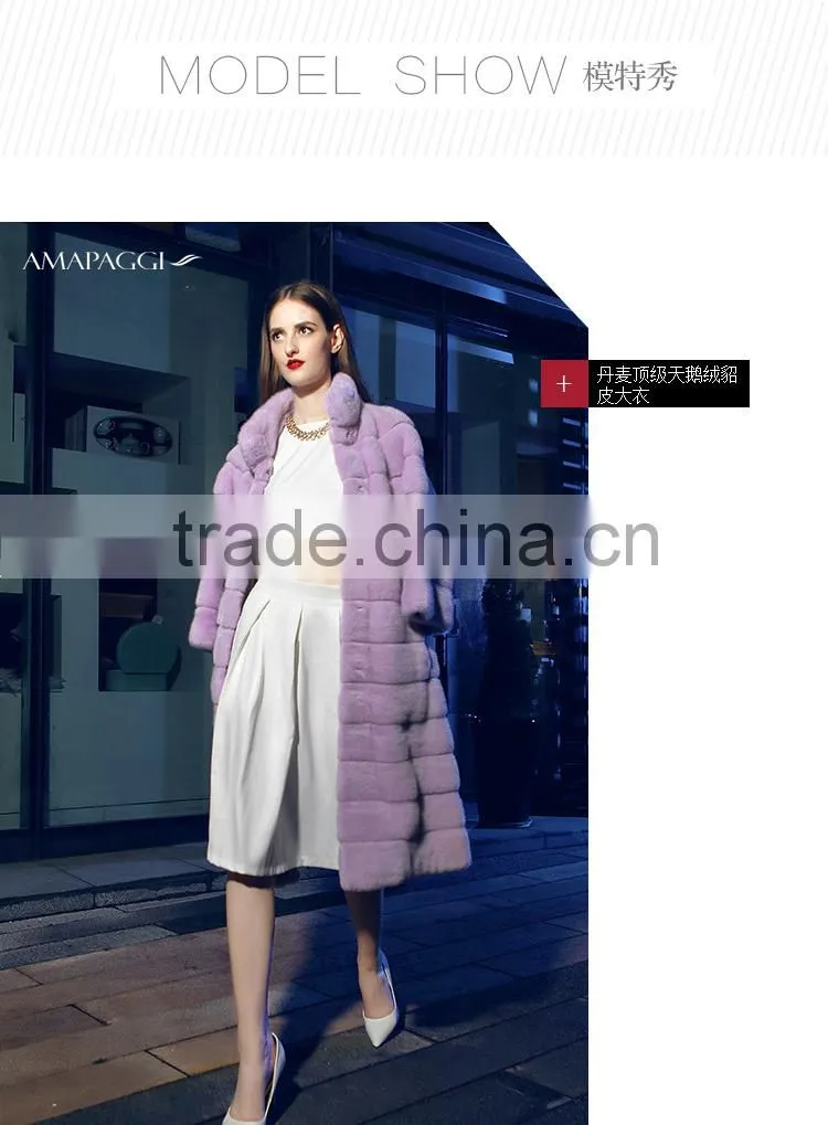 hot sale fashion long mink fur winter coat for overcoat