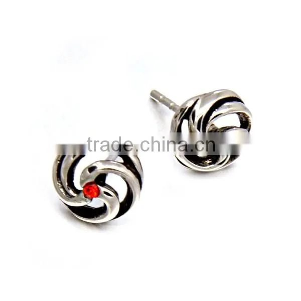 Fashion Women Stainless Steel Silver Charm Jewelry Crystal Elegant Cruved Earrings