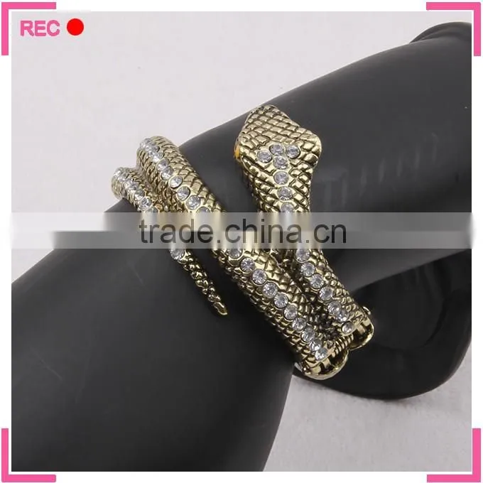 Bangles and bracelet jewelry for party, snake shaped gemstone bangle