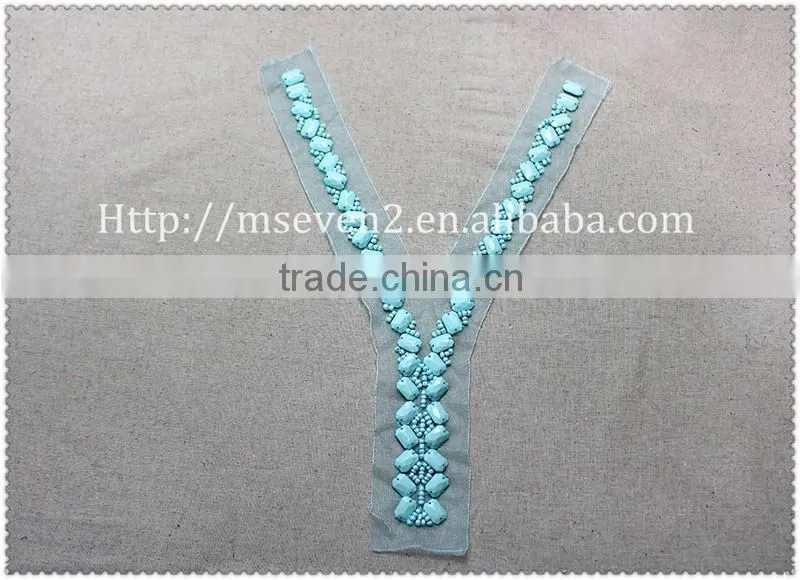 Wholesales fancy acrylic beaded collar garment accessories ladies fashion beaded neck lace collar trim