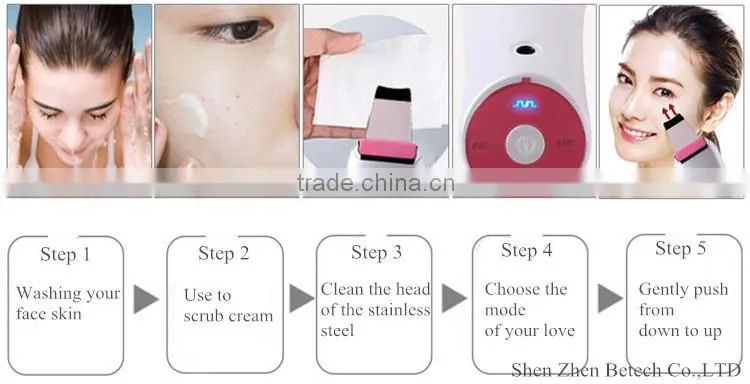 High frequency galvanic photon ultrasonic skin scrubber ion facial massage