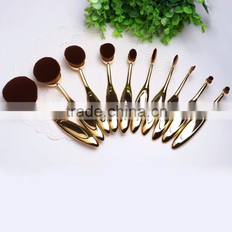 toothbrush makeup 4pieces multi-purpose rose gold oval make up brushes set