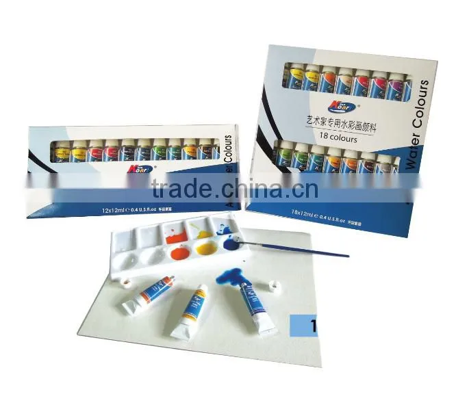 Wholesale artists water colours 12ml with 12,18 ,24 color