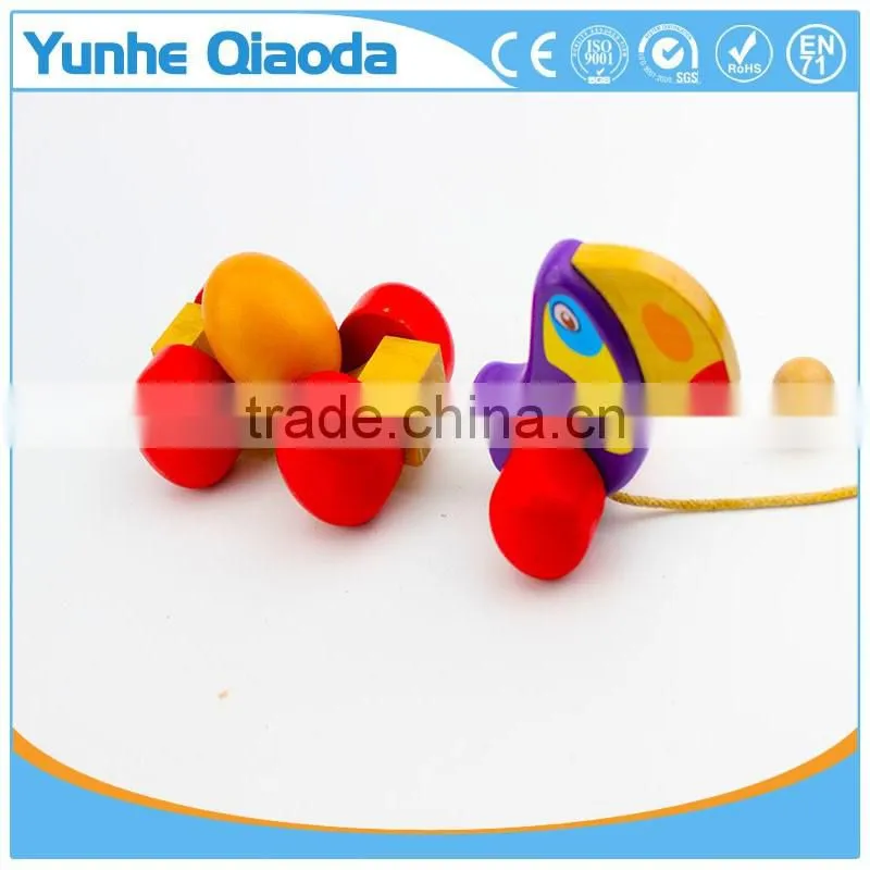 colorful Pull Along wiggles crow with one egg Wooden Toy wiggles as you pull they make a fun baby