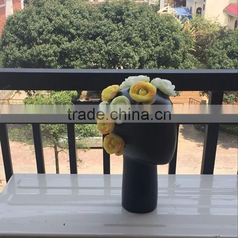 Modern home decoration head shape fiberglass flower vase