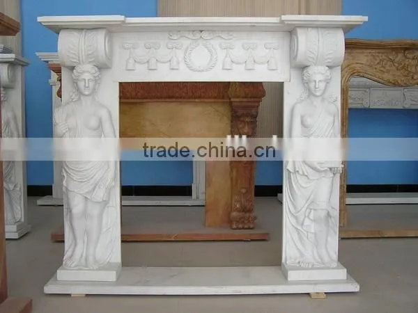 Good quality handcarved figure fireplace mantel