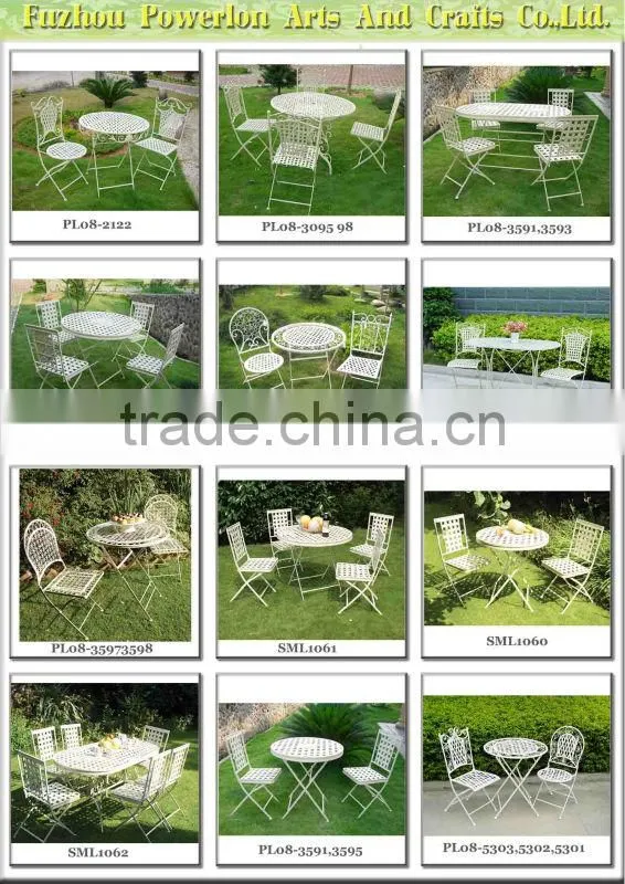 White Bistro Set With Foldable Table and Chairs