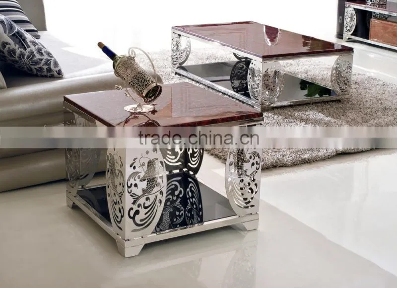 D348 Heated End Table Marble Top Square French End Table