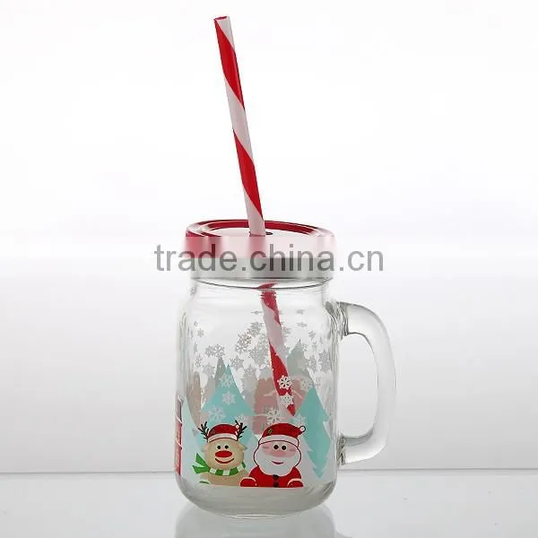18oz lovers mason jars healthy snacks with lid straw with handle with wooden stand