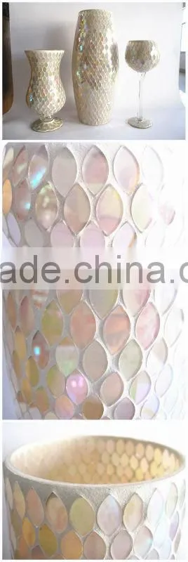 Elegant Mosaic Decorative Long Stem Vases