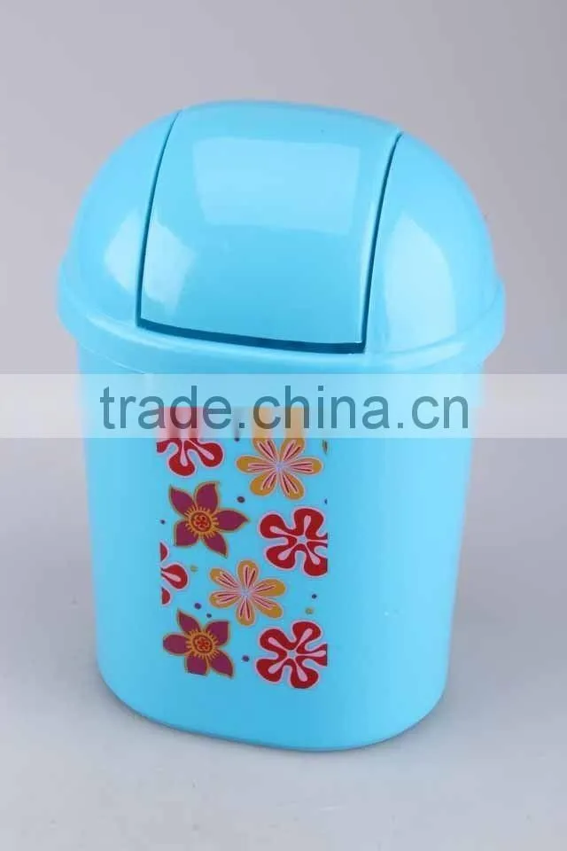 Printed Smiling Face Plastic Trash Can Household Garbage Can/Desktop bin