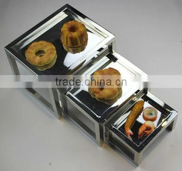 Stainless steel buffet sushi display shelf set