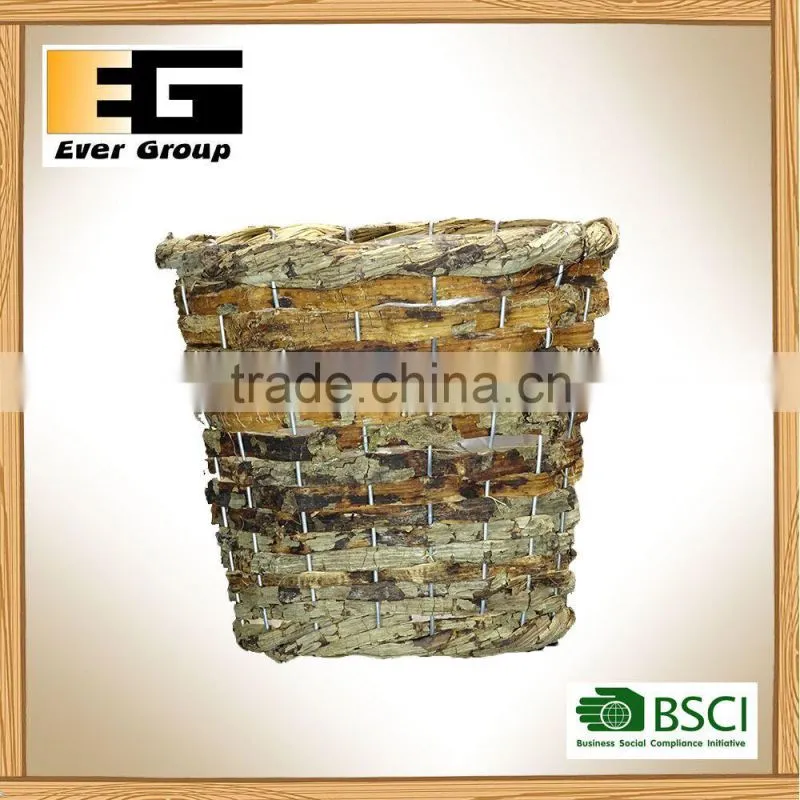 Large Brown Round Bark Basket Garden Planter for decoration