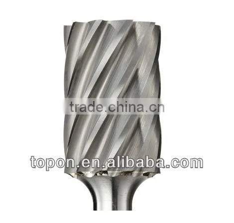 Bright finish single cut plain end cylindrical tungsten carbide polishing burrs