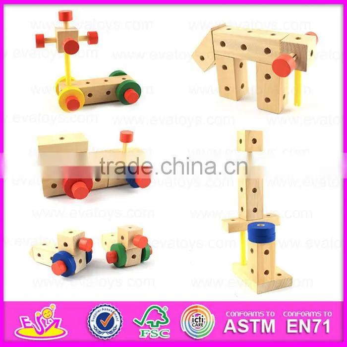 2015 Wooden Nut Screw Wooden Combination Toy,Children toys Screw nut combination,Good quality hand made wooden screw toy W03C014