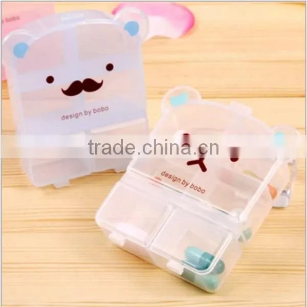 custom cartoon 6 compartment medicine storage case PP plastic pill box supplier in China,custom made plastic pill box supplier
