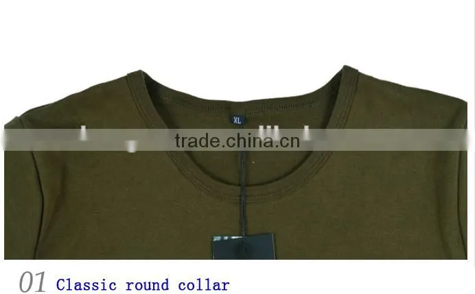 95%cotton, 5%lycra men's short sleeve plain combat shirt