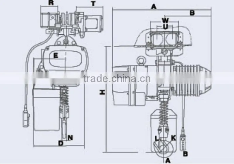 Mini electric chain hois in bridge cranes with plain trolley