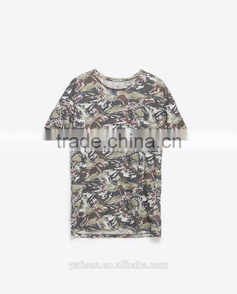 Short sleeves camouflage printing T-shirt with Round neck men's summer pure cotton fashion casual t shirts
