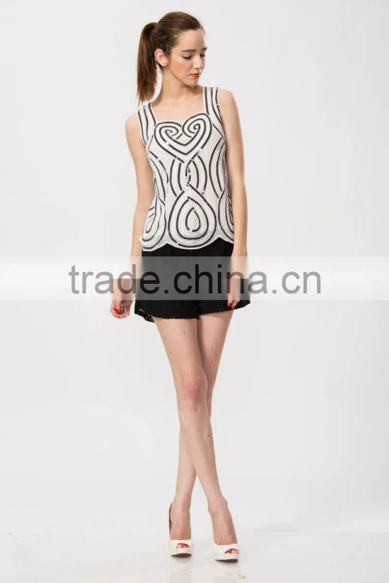 Bodycorn Sequin Halter Sleeveless Lady Tunic Top