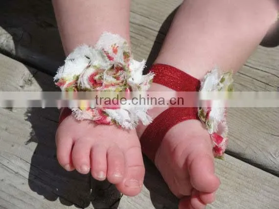 New Arrival Elastic Barefoot Sandals For Infant Hot pink Barefoot Socks Sandals Shoes Flowers Feet Toes Baby Bloom