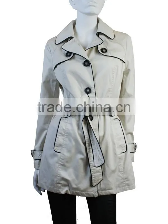 High Quality Fashion ladies office coat 2014 custom made jacket white trench lady