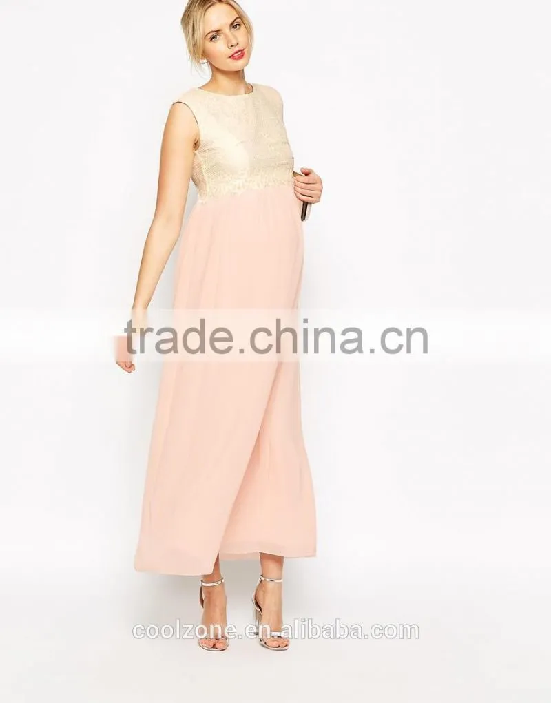 Fully lined little Mistress chiffon maxi dress for maternity dress 2015