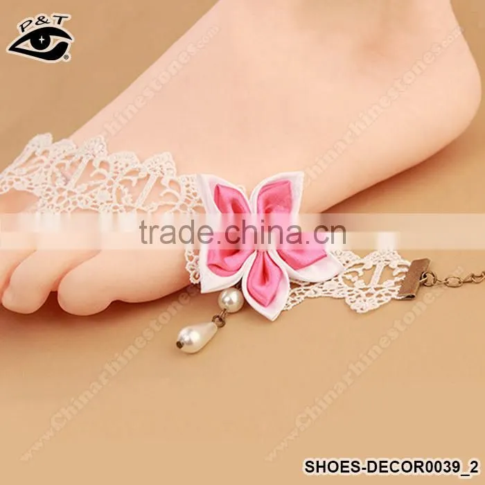 Fashion Feet Chain Flower Designs Lace ribbon Anklets For Young Girl